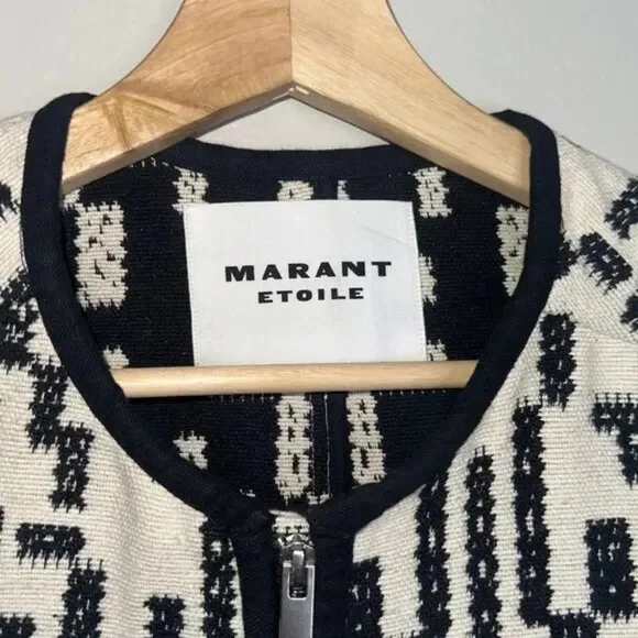 Isabel Marant Deliona Printed Black/White Cotton Weave Pattern Jacket 42 10 L - Picture 6 of 9